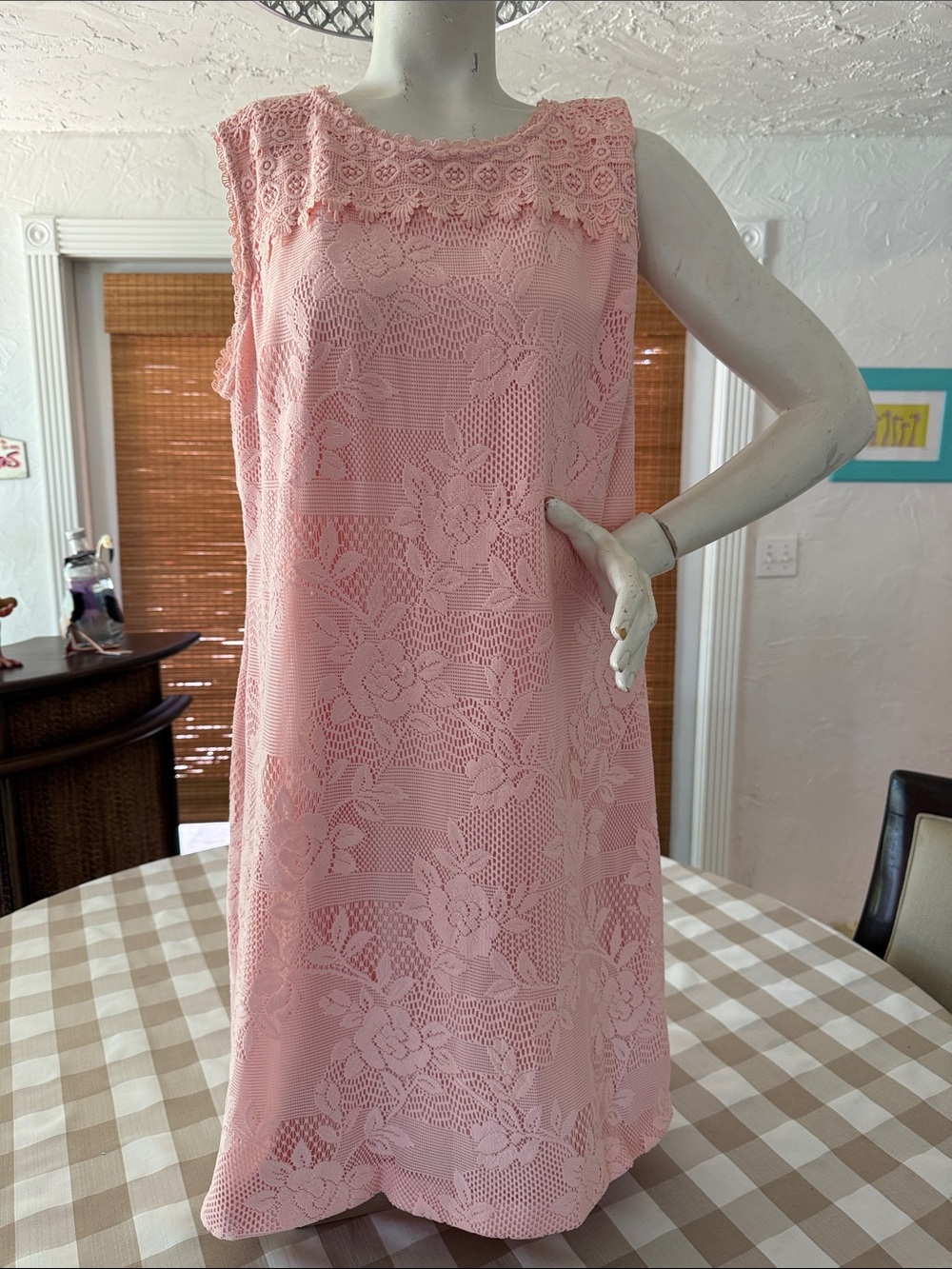 Karl Lagerfeld Pink Lace Sleeveless Shift Dress
